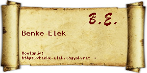 Benke Elek névjegykártya